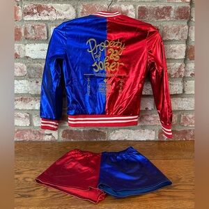 Kids Harley Quinn Costume Size 5-6 130 cm Red and Blue Jacket and Shorts Set